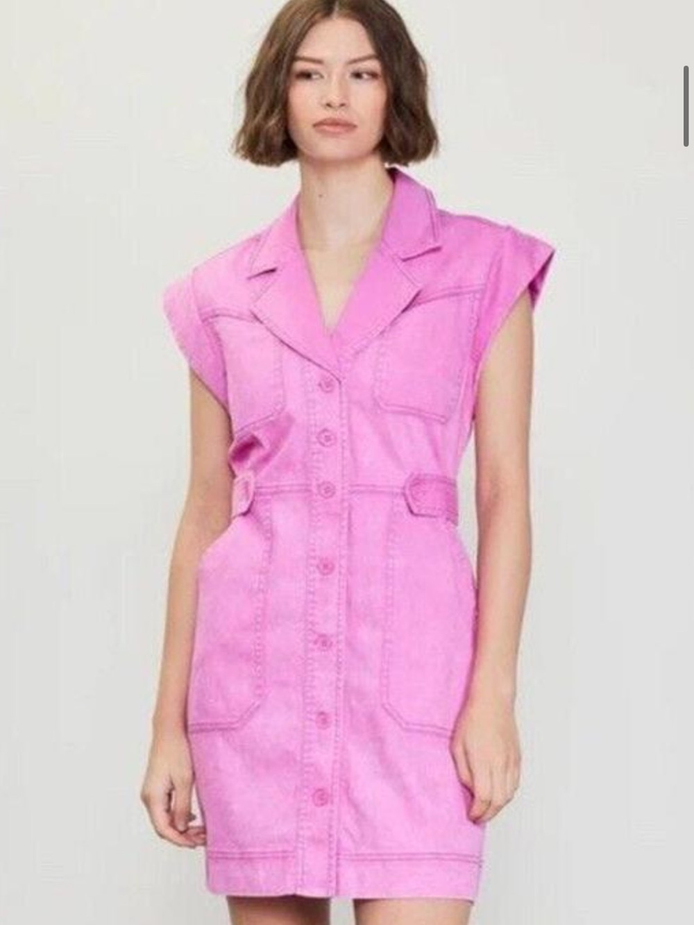 Never worn Super Soft Skies Are Blue Sleeveless Pink Button-Front Shirt Dress